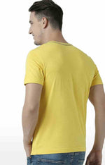 Huetrap Yellow Mens Short Sleeve Graphic Printed Tshirt-HT17MKGRAYLW00817