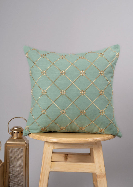 Lantern 100% cotton decorative embroidered cushion cover for sofa - Sage Green-22081161629