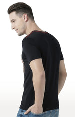 Huetrap Black Mens Short Sleeve Graphic Printed Tshirt-HT17MKGRABLK00588