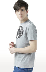 Huetrap Grey Mens Short Sleeve Graphic Printed Tshirt-HT17MKGRAGML01113