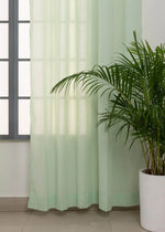 Solid Sage Green sheer 100% cotton plain curtain for Living room & bedroom - Light filtering - Pack of 1-230424087