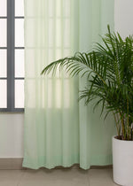 Solid Sage Green sheer 100% cotton plain curtain for Living room & bedroom - Light filtering - Pack of 1-230425087