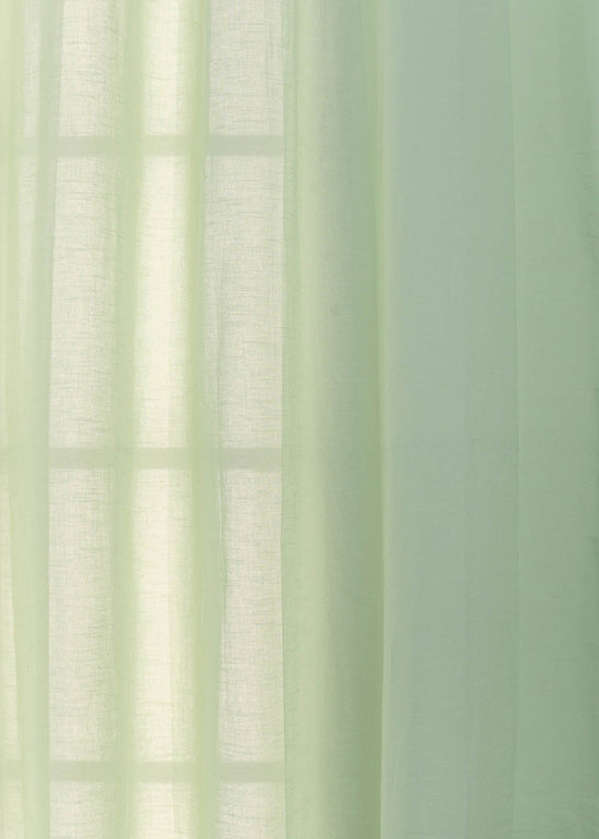 Solid Sage Green sheer 100% cotton plain curtain for Living room & bedroom - Light filtering - Pack of 1-230424087