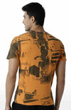 Huetrap Orange Mens Short Sleeve Graphic Printed Tshirt-HT15MKGRABZO00037