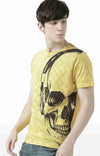 Huetrap Yellow Mens Short Sleeve Graphic Printed Tshirt-HT17MKGRAYLW00685