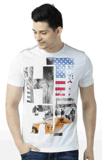 Huetrap White Mens Short Sleeve Graphic Printed Tshirt-HT13MKGRAWHT00090