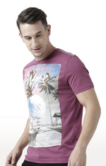 Huetrap Maroon Mens Short Sleeve Graphic Printed Tshirt-HT17MKGRAPLU00562