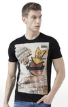 Huetrap Black Mens Short Sleeve Graphic Printed Tshirt-HT17MKGRABLK00615