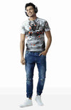 Huetrap White Mens Short Sleeve Graphic Printed Tshirt-HT16MKGRAWHT00325