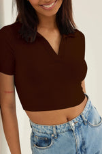 Aahwan Brown Cotton Blend V-Neck Top