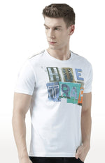 Huetrap White Mens Short Sleeve Graphic Printed Tshirt-HT17MKGRAWHT00612