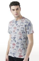 Huetrap Grey Mens Short Sleeve Graphic Printed Tshirt-HT17MKGRAGML00553