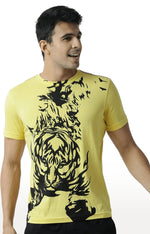 Huetrap Yellow Mens Short Sleeve Graphic Printed Tshirt-HT15MKGRAYLW00001