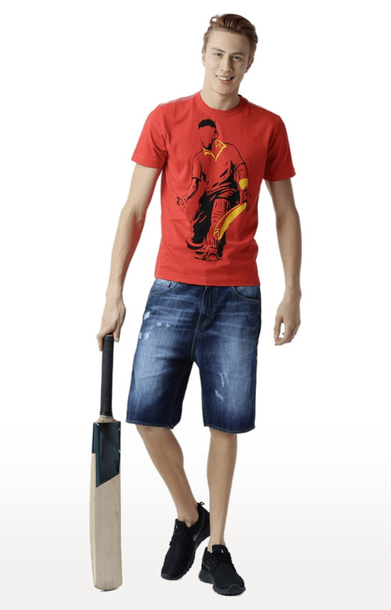 Huetrap Red Mens Short Sleeve Graphic Printed Tshirt-HT17MKGRARED00221