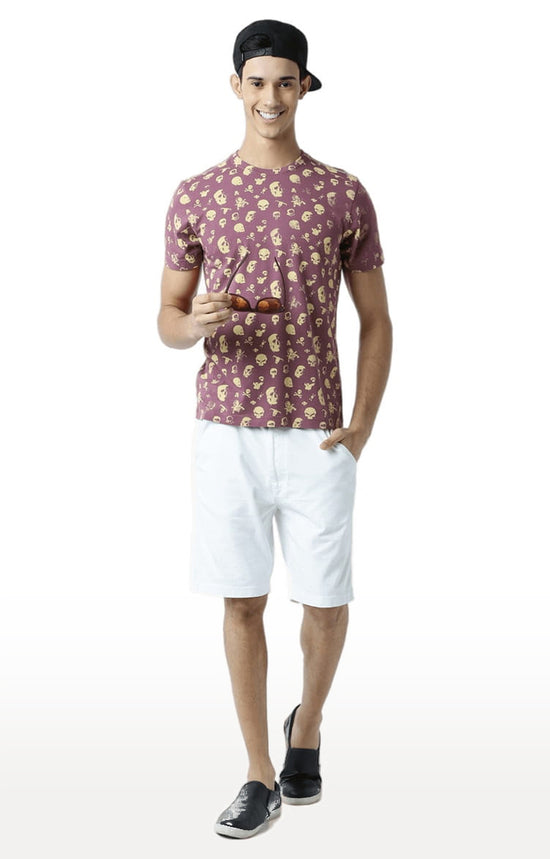 Huetrap Maroon Mens Short Sleeve Graphic Printed Tshirt-HT15MKGRAPLU00068