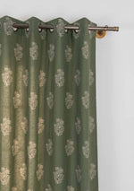 Malabar Printed 100% cotton ethnic curtain for living room & Bedroom - Room darkening - Pepper Green - Pack of 1-230822137