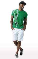 Huetrap Green Mens Short Sleeve Graphic Printed Tshirt-HT17MKGRAGRE00254