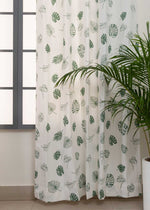 Monstera Printed 100% cotton floral curtain for living room - Room darkening - Green - Pack of 1-230421057