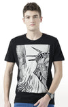 Huetrap Black Mens Short Sleeve Graphic Printed Tshirt-HT17MKGRABLK00681