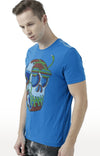 Huetrap Blue Mens Short Sleeve Graphic Printed Tshirt-HT17MKGRASUR00701