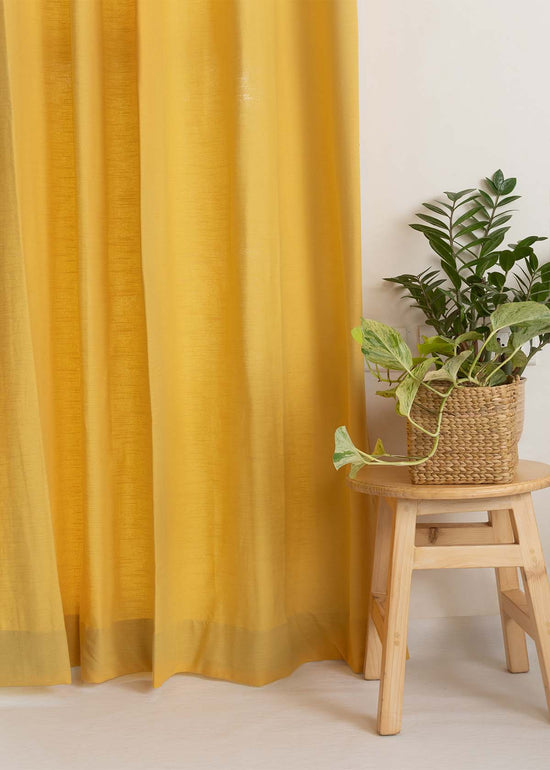 Solid Mustard 100% cotton plain curtain for bedroom - Room darkening - Pack of 1-230422060