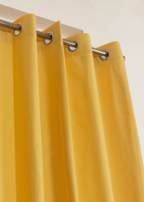 Solid Mustard 100% cotton plain curtain for bedroom - Room darkening - Pack of 1-230423060