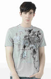 Huetrap Grey Mens Short Sleeve Graphic Printed Tshirt-HT17MKGRAGML00633