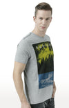 Huetrap Grey Mens Short Sleeve Graphic Printed Tshirt-HT17MKGRAGML00797