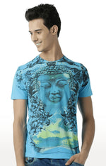 Huetrap Blue Mens Short Sleeve Graphic Printed Tshirt-HT15MKGRATQB00034