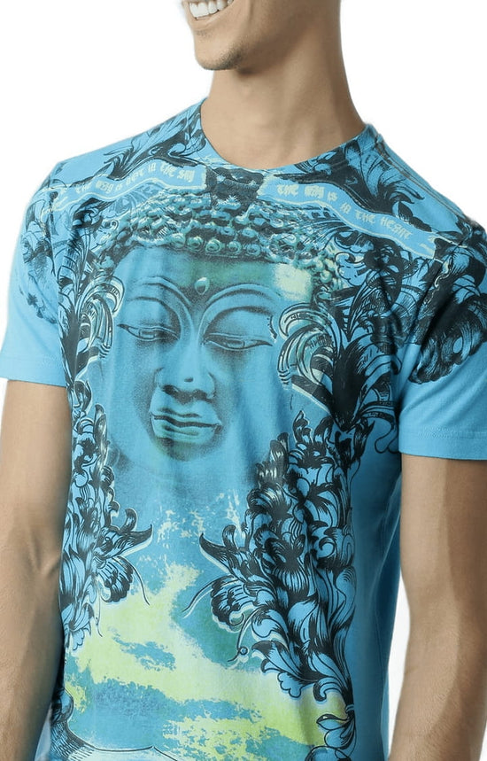 Huetrap Blue Mens Short Sleeve Graphic Printed Tshirt-HT15MKGRATQB00034