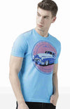 Huetrap Blue Mens Short Sleeve Graphic Printed Tshirt-HT17MKGRATQB00537