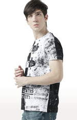 Huetrap White Mens Short Sleeve Graphic Printed Tshirt-HT17MKGRAWHT00698