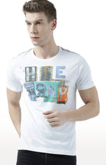 Huetrap White Mens Short Sleeve Graphic Printed Tshirt-HT17MKGRAWHT00612