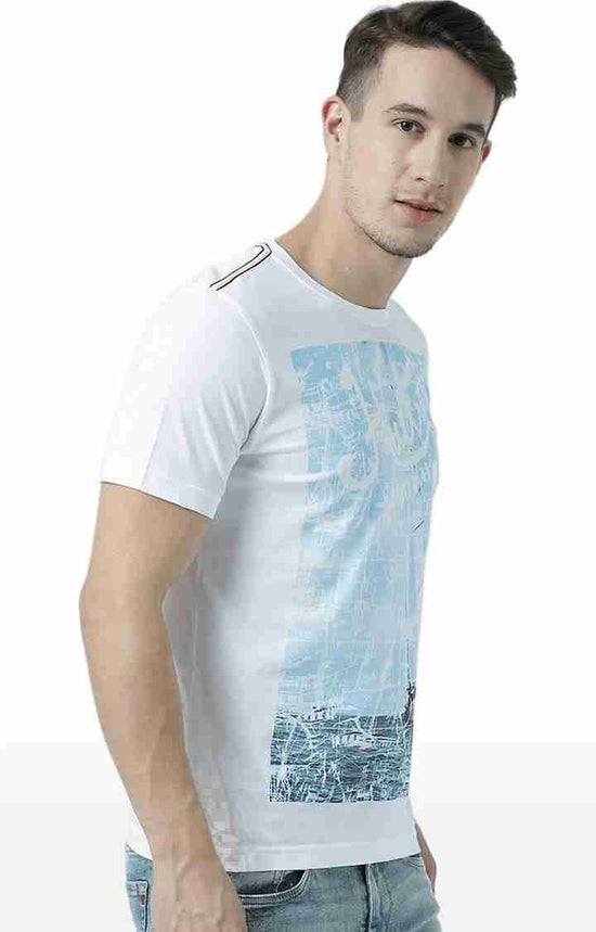 Huetrap White Mens Short Sleeve Graphic Printed Tshirt-HT17MKGRAWHT00727