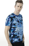 Huetrap Blue Mens Short Sleeve Graphic Printed Tshirt-HT17MKGRALNY00912