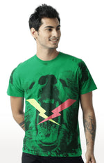 Huetrap Green Mens Short Sleeve Graphic Printed Tshirt-HT17MKGRAGRE00278