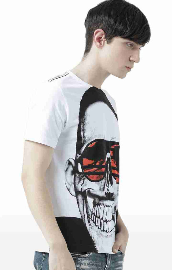 Huetrap White Mens Short Sleeve Graphic Printed Tshirt-HT17MKGRAWHT00674