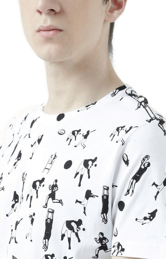 Huetrap White Mens Short Sleeve Graphic Printed Tshirt-HT17MKGRAWHT00770