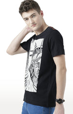 Huetrap Black Mens Short Sleeve Graphic Printed Tshirt-HT17MKGRABLK00681