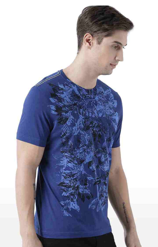 Huetrap Blue Mens Short Sleeve Graphic Printed Tshirt-HT17MKGRALNY00637