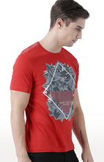 Huetrap Red Mens Short Sleeve Graphic Printed Tshirt-HT17MKGRARED00600