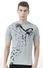 Huetrap Grey Mens Short Sleeve Graphic Printed Tshirt-HT17MKGRAGML00639