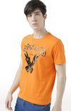 Huetrap Orange Mens Short Sleeve Graphic Printed Tshirt-HT17MKGRABZO01108