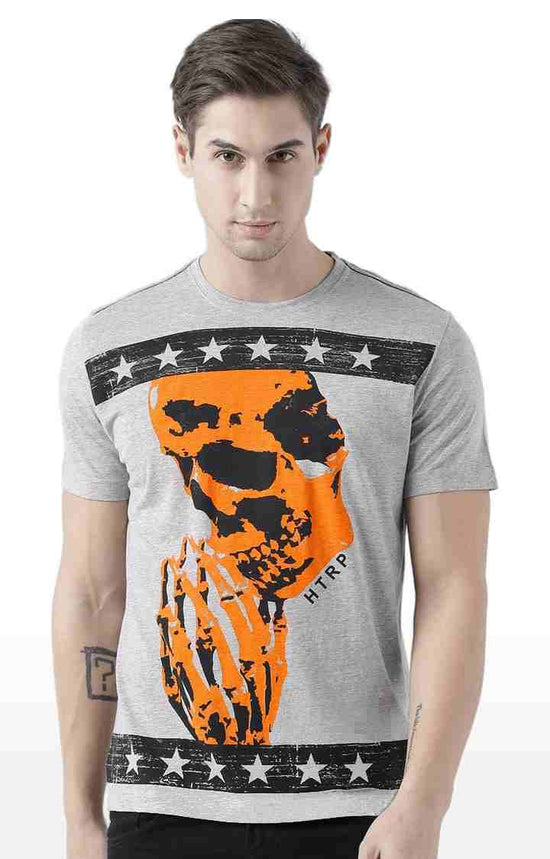 Huetrap Grey Mens Short Sleeve Graphic Printed Tshirt-HT17MKGRAGML01042