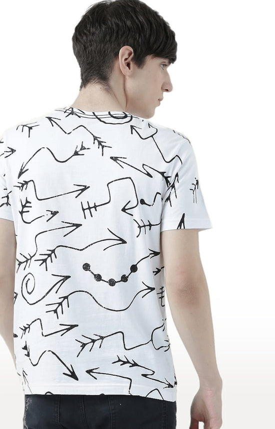 Huetrap White Mens Short Sleeve Graphic Printed Tshirt-HT17MKGRAWHT00806