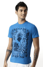 Huetrap Blue Mens Short Sleeve Graphic Printed Tshirt-HT16MKGRASUR00293