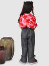Jelly Jones Flower Print baloon top with pant Pink and Grey