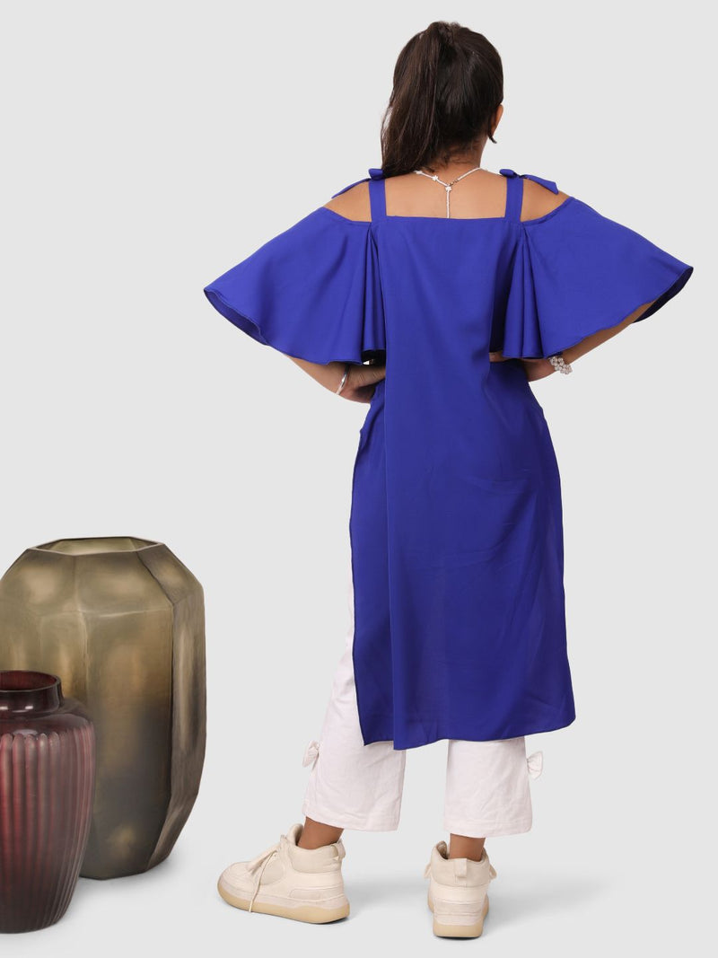 Jelly Jones Asymetric flared top sleeve with pant Royal Blue and White