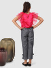 Jelly Jones ruffle Sleeve top with Pant Pink and Grey