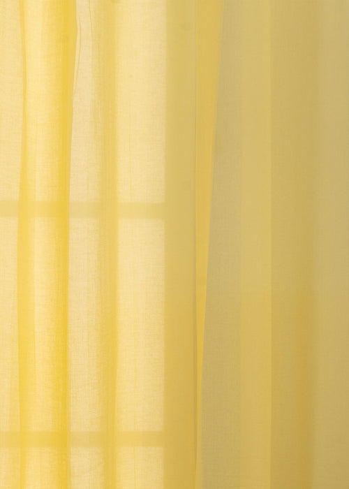 Solid Pale Yellow sheer 100% cotton plain curtain for Living room & bedroom - Light filtering - Pack of 1-230425064